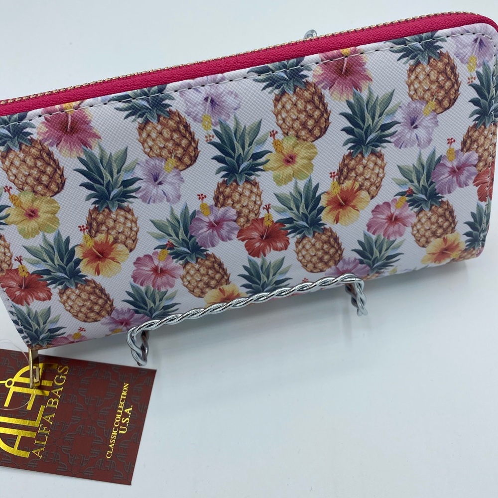 Tropical Pineapple Zip Around Wallet